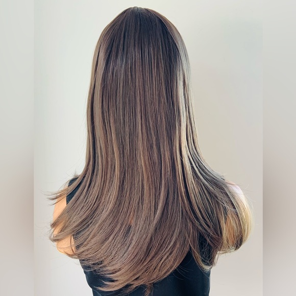 Brown “Put On & Go” Premium Fiber Wig with Bangs for Daily Wear or Events - Picture 5 of 5